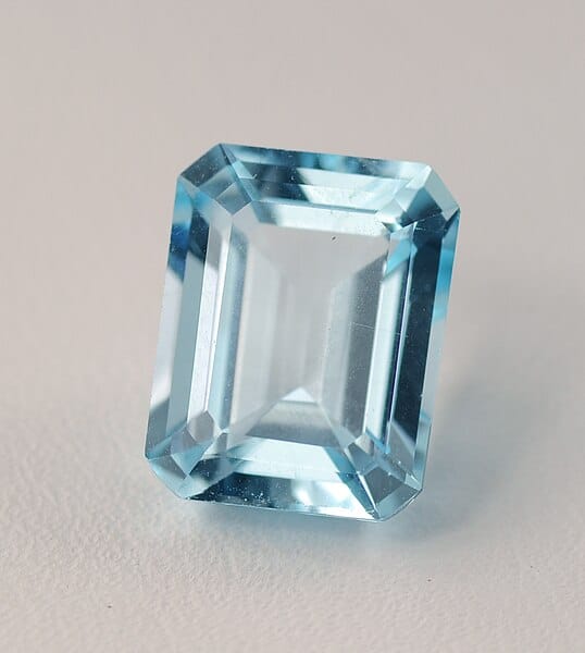 Natural swiss blue topaz gemstone emerald cut